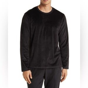 New Daniel Buchler Black Chainlink Velour Long Sleeve Pajama T Shirt Sz L
